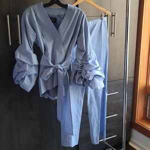 2 piece custom Serio Couture cotton pant suit.